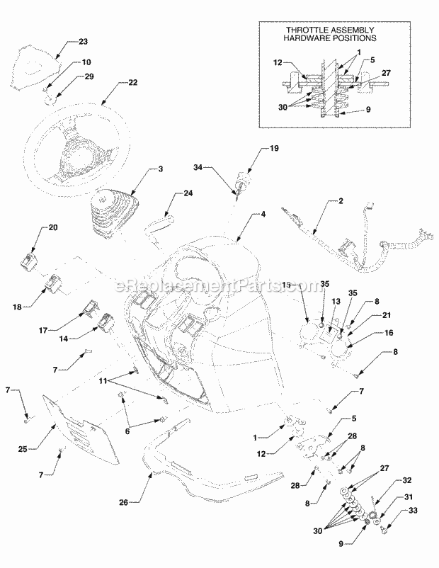 Dash Panel And Steering Wheel 1b075g & After Diagram and Parts List for 5234DL 54AL544-710, 54BL544-710 Cub Cadet Lawn Tractor